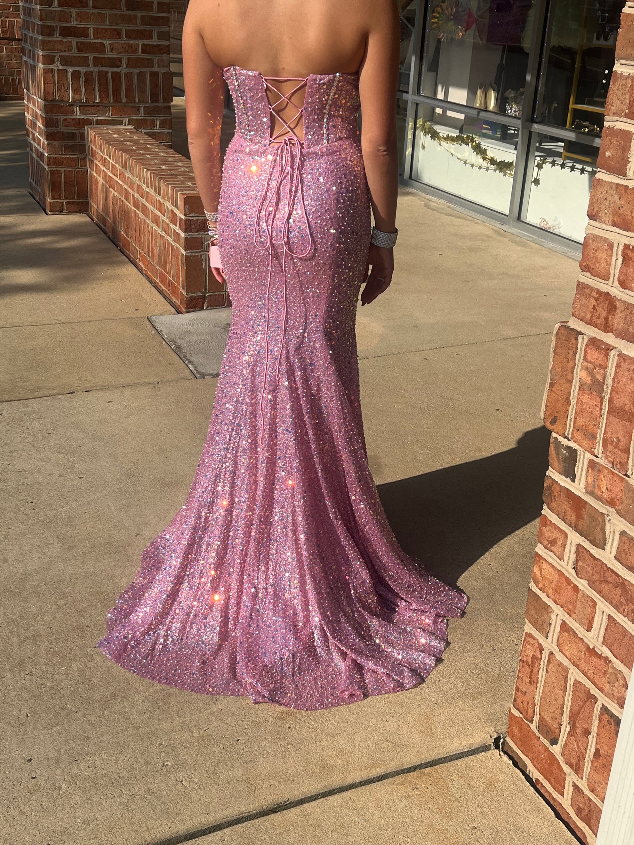 open lace back dress Sparkly Tulle Red A-line Beaded Prom Dresses, MP894